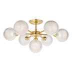 Lampada da soffitto semi-flush Laura Ashley Atherton in ottone satinato e vetro