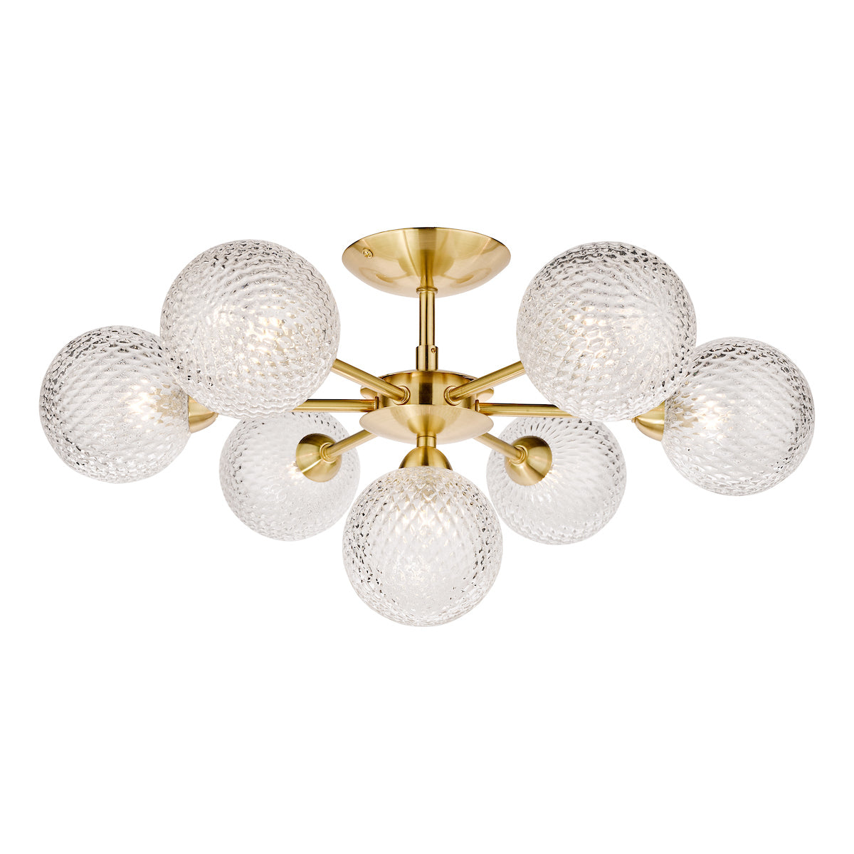Lampada da soffitto semi-flush Laura Ashley Atherton in ottone satinato e vetro