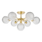 Lampada da soffitto semi-flush Laura Ashley Atherton in ottone satinato e vetro