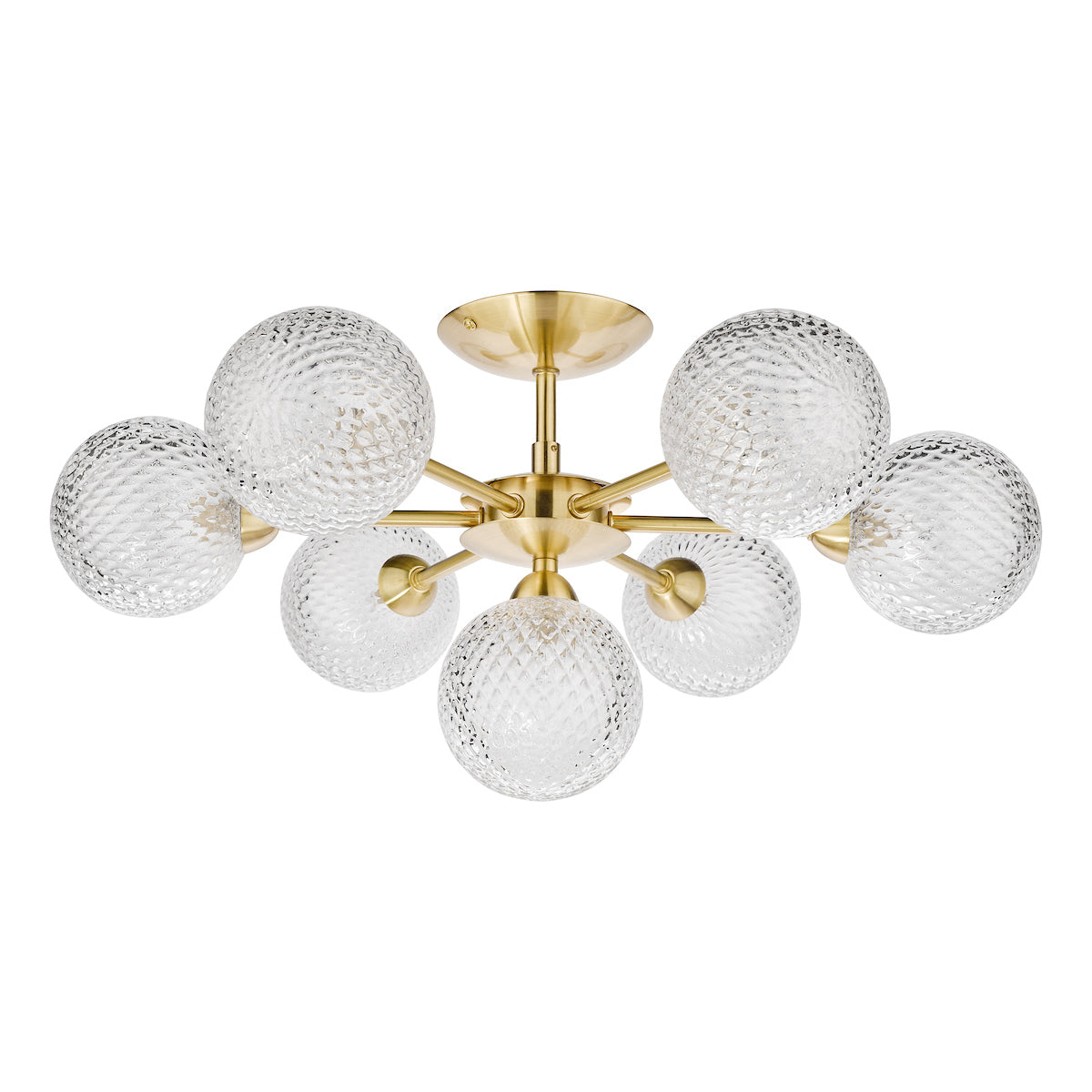 Lampada da soffitto semi-flush Laura Ashley Atherton in ottone satinato e vetro