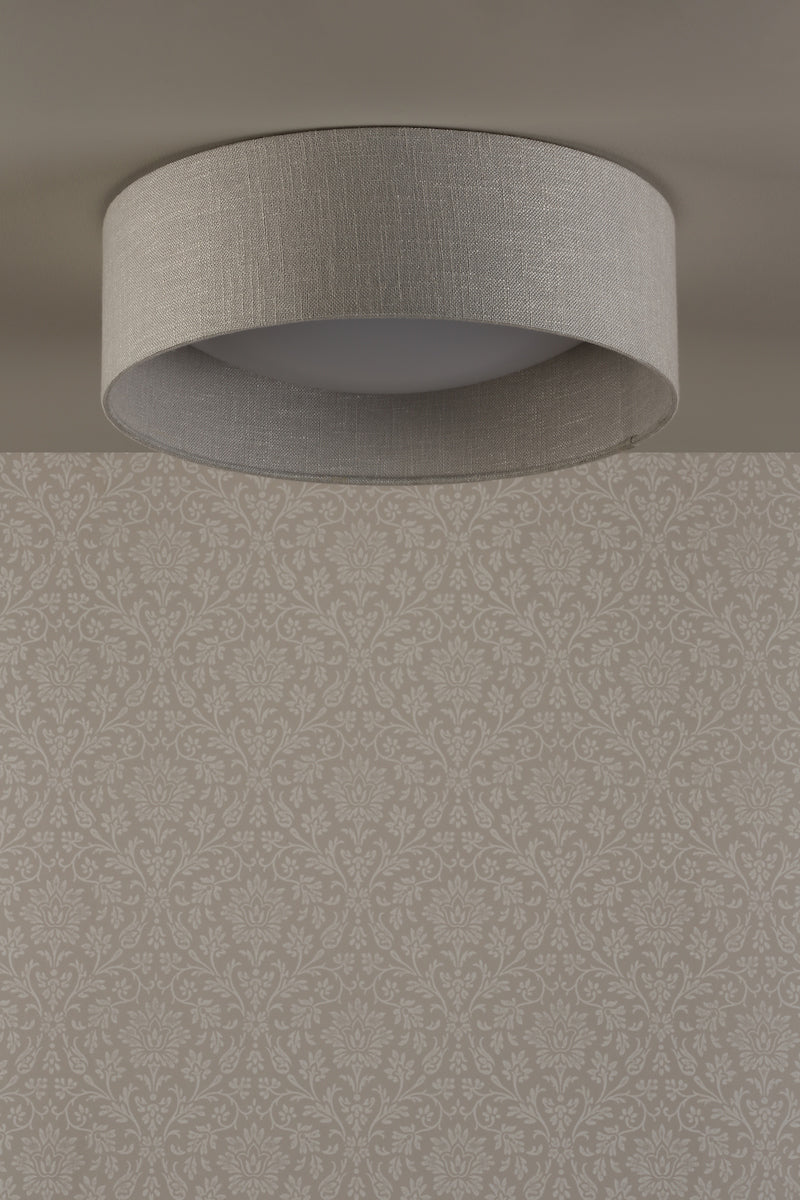 Laura Ashley Bacall 2 Luci Flush Drum Shade Lino Argento