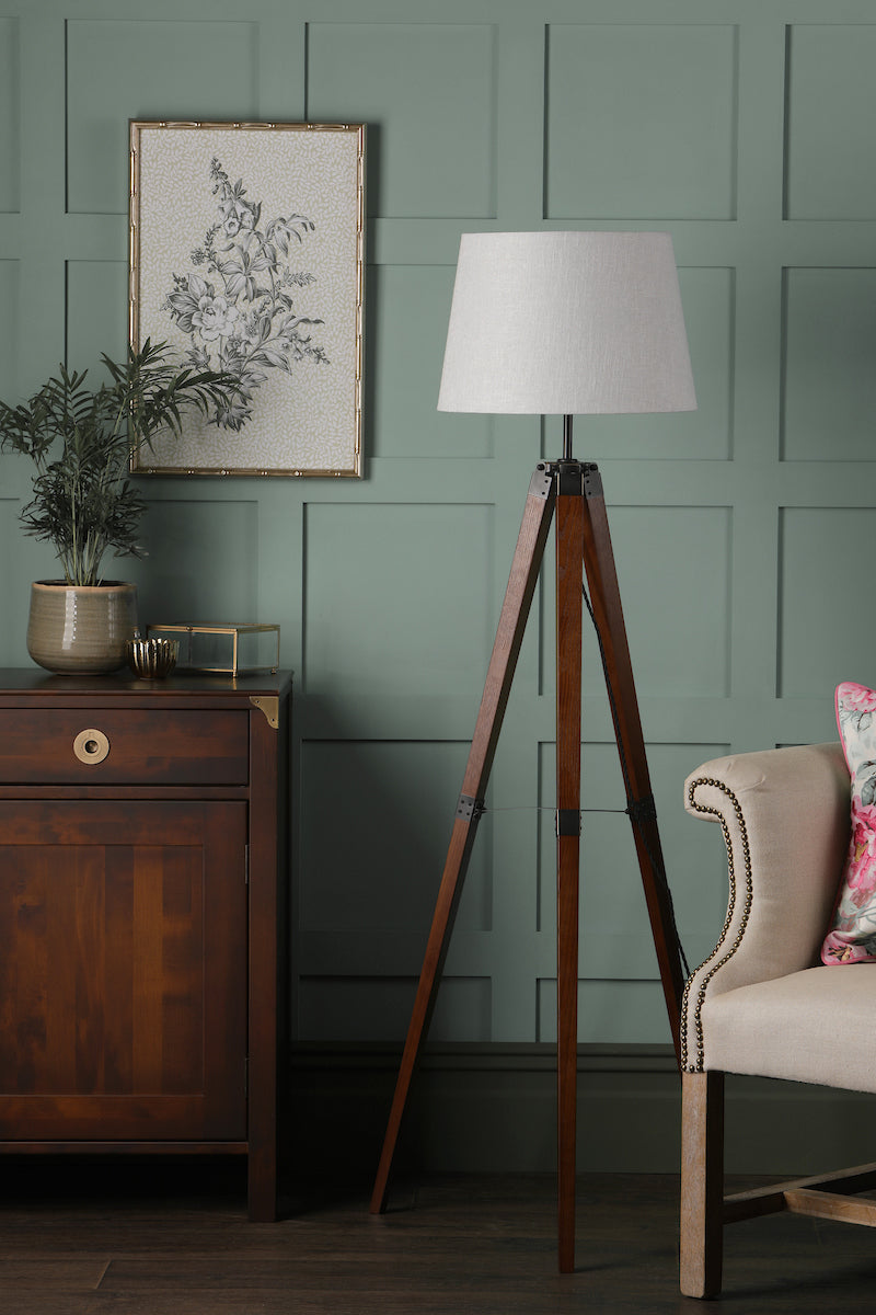 Lampada da Terra Tripod Burdale Laura Ashley con Base in Legno Scuro