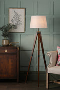Lampada da Terra Tripod Burdale Laura Ashley con Base in Legno Scuro