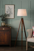 Lampada da Terra Tripod Burdale Laura Ashley con Base in Legno Scuro