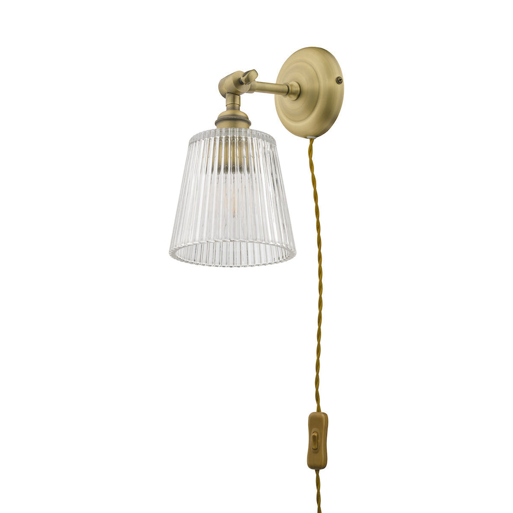 Laura Ashley Callaghan Applique da Parete con Spina Ottone Antico Vetro Striato