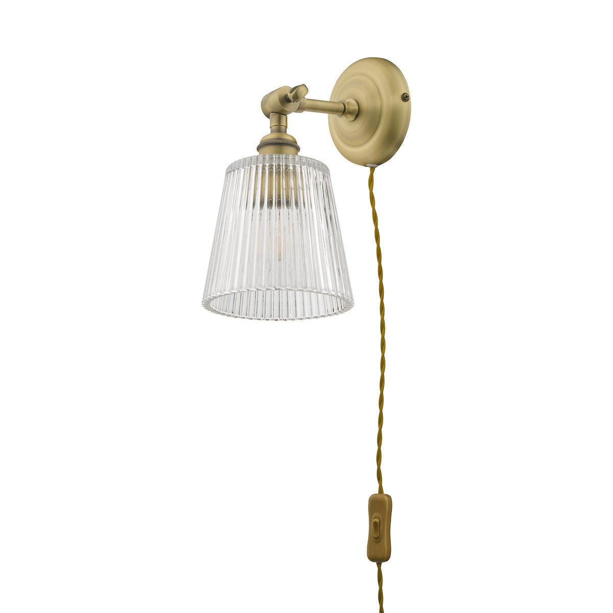 Laura Ashley Callaghan Applique da Parete con Spina Ottone Antico Vetro Striato