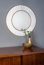 Specchio Rotondo Medio Laura Ashley Clemence Foglia d'Oro 80cm