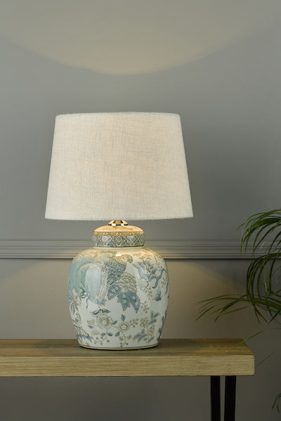 Lampada da Tavolo in Ceramica Laura Ashley Elizabeth con Base a Stampa di Uccelli