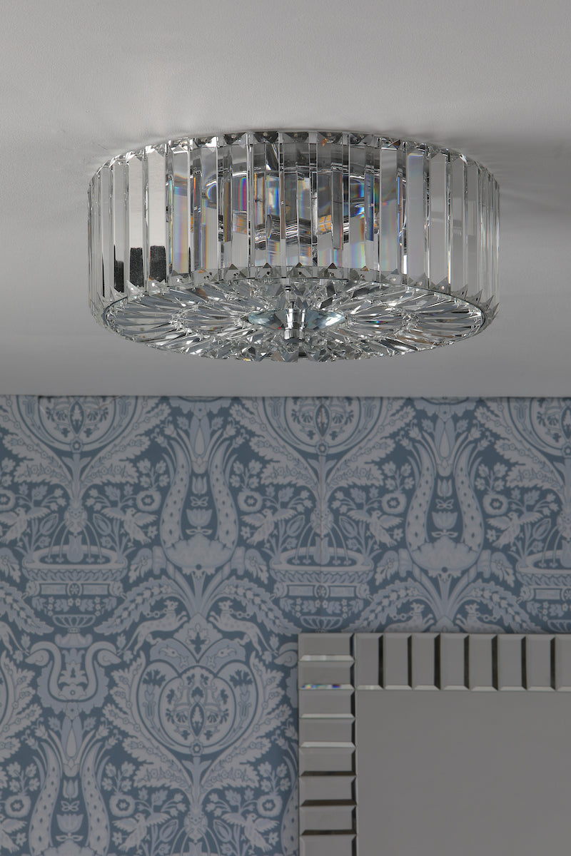 Laura Ashley Fernhurst Flush 3 Luci Cristallo e Cromo Lucido