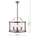 Laura Ashley Harrington Lampadario a 3 Luci Ottone Antico