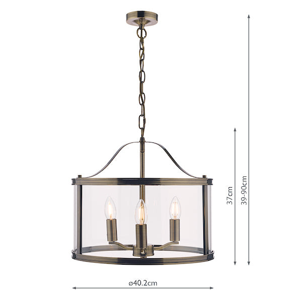 Laura Ashley Harrington Lampadario a 3 Luci Ottone Antico