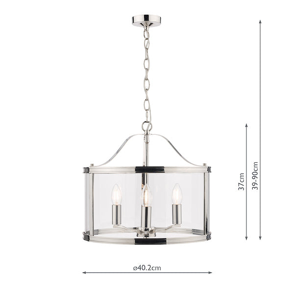 Laura Ashley Harrington 3 Luci Sospensione Nichel Lucido