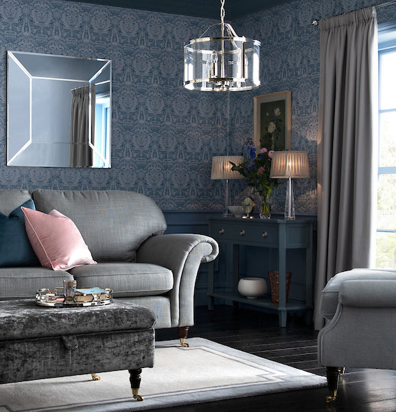 Laura Ashley Harrington 3 Luci Sospensione Nichel Lucido