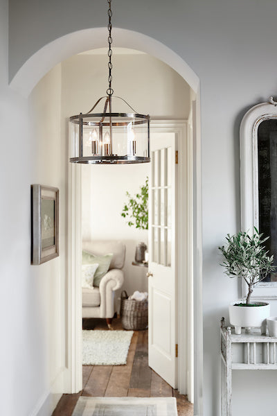 Laura Ashley Harrington 3 Luci Sospensione Nichel Lucido