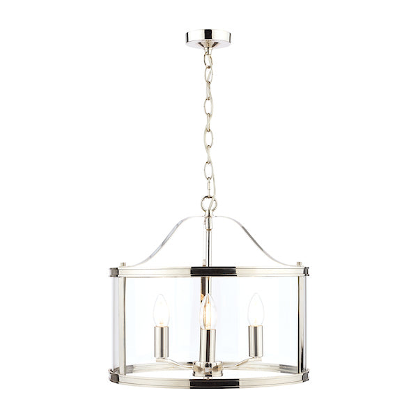 Laura Ashley Harrington 3 Luci Sospensione Nichel Lucido
