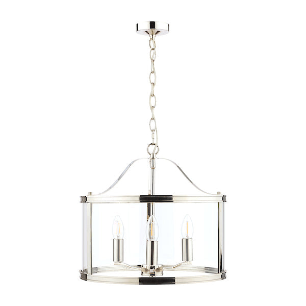 Laura Ashley Harrington 3 Luci Sospensione Nichel Lucido