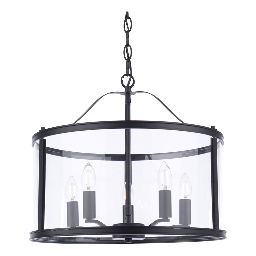 Laura Ashley Harrington 5 Luci Pendant Nero Opaco