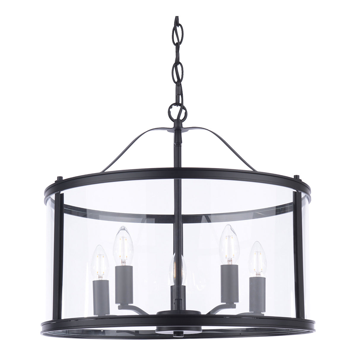 Laura Ashley Harrington 5 Luci Pendant Nero Opaco