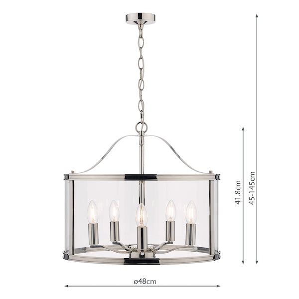 Laura Ashley Harrington 5 Luce Pendente Nichel Lucido