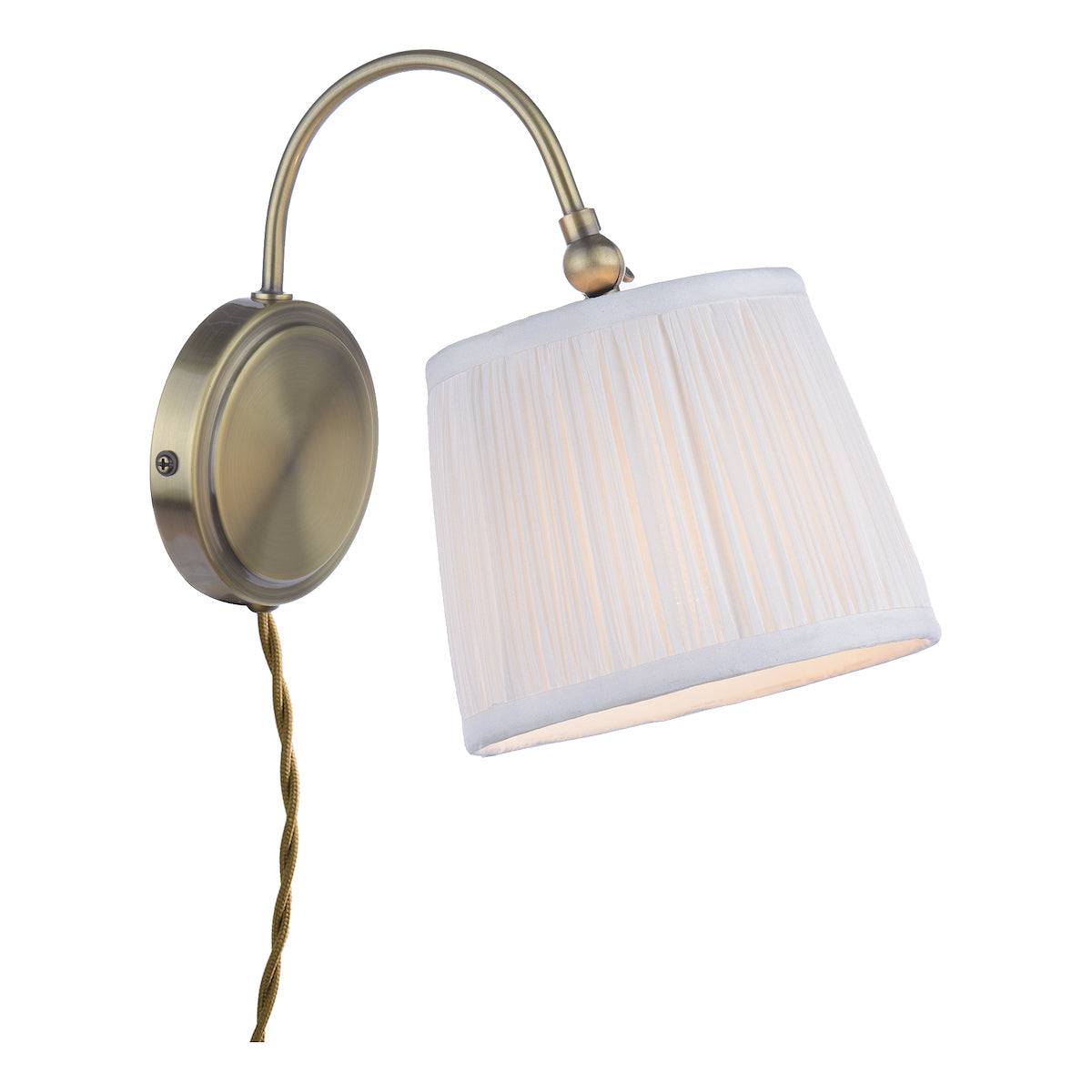 Lampada da parete plug-in Laura Ashley Hemsley in ottone antico e paralume avorio
