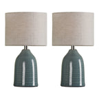 Laura Ashley Penny Coppia di Lampade da Tavolo Blu Craquelé
