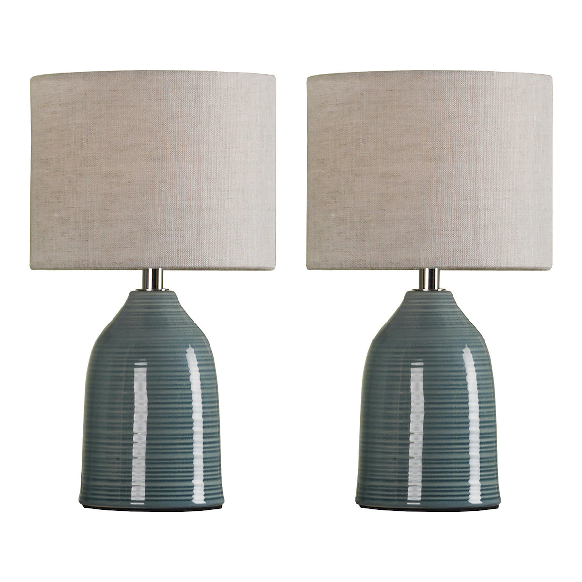 Laura Ashley Penny Coppia di Lampade da Tavolo Blu Craquelé