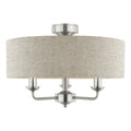 Laura Ashley Sorrento 3 Luci Semi-Flush Nichel Satinato con Ombra Naturale