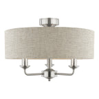 Laura Ashley Sorrento 3 Luci Semi-Flush Nichel Satinato con Ombra Naturale
