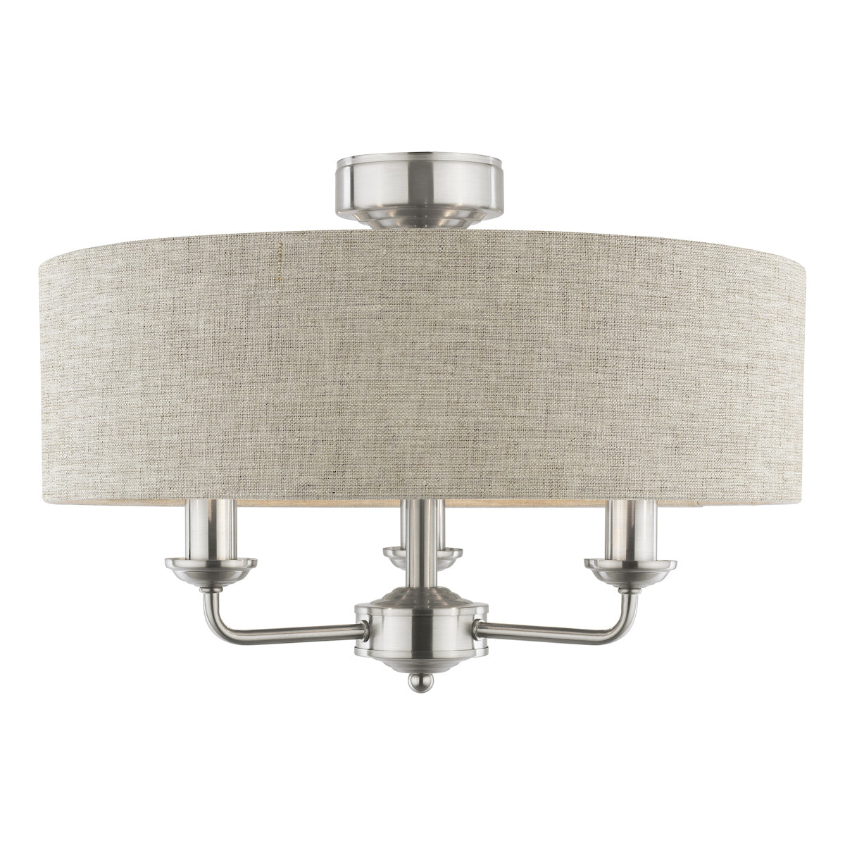 Laura Ashley Sorrento 3 Luci Semi-Flush Nichel Satinato con Ombra Naturale