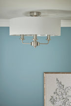 Laura Ashley Sorrento 3 Luci Semi-Flush Nichel Satinato con Ombra Naturale