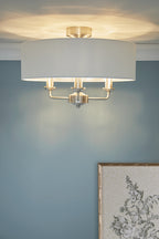Laura Ashley Sorrento 3 Luci Semi-Flush Nichel Satinato con Ombra Naturale