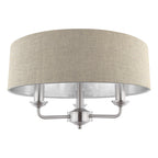Laura Ashley Sorrento 3 Luci Semi-Flush Nichel Satinato con Ombra Naturale