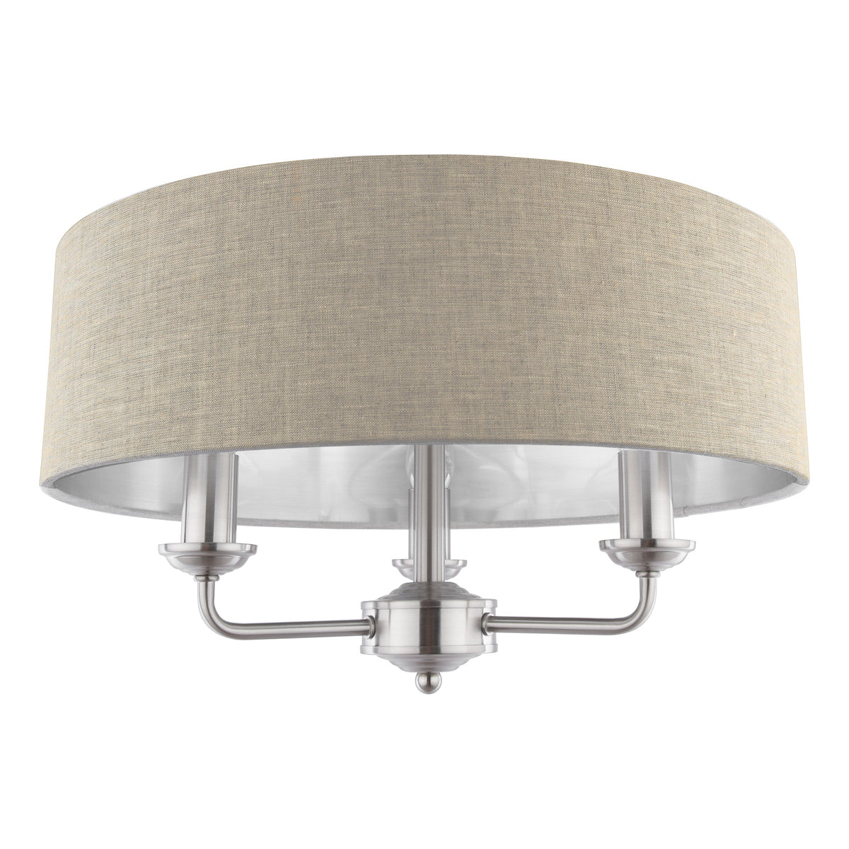 Laura Ashley Sorrento 3 Luci Semi-Flush Nichel Satinato con Ombra Naturale