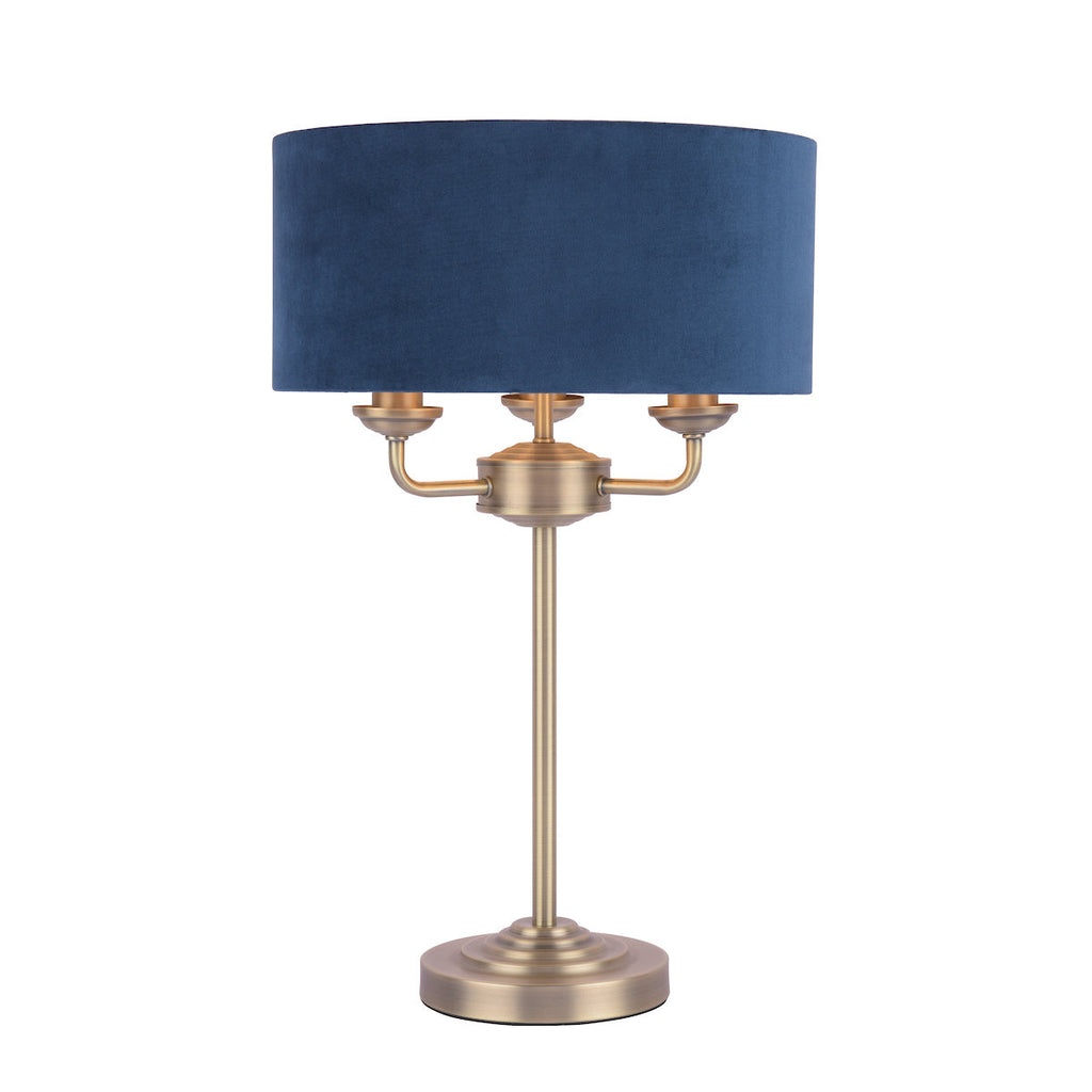 Lampada da Tavolo Laura Ashley Sorrento Ottone Antico & Velluto Blu