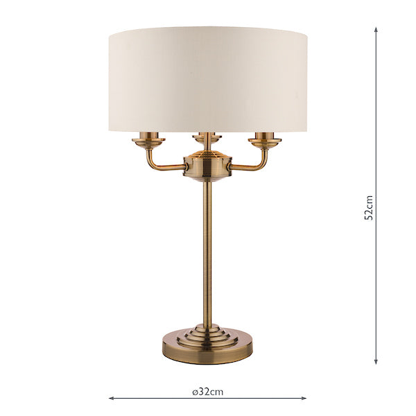 Lampada da Tavolo Laura Ashley Sorrento Ottone Antico con Paralume Avorio