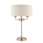 Lampada da Tavolo Laura Ashley Sorrento Nichel Satinato con Paralume Naturale