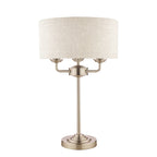 Lampada da Tavolo Laura Ashley Sorrento Nichel Satinato con Paralume Naturale