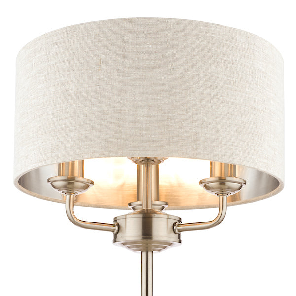 Lampada da Tavolo Laura Ashley Sorrento Nichel Satinato con Paralume Naturale