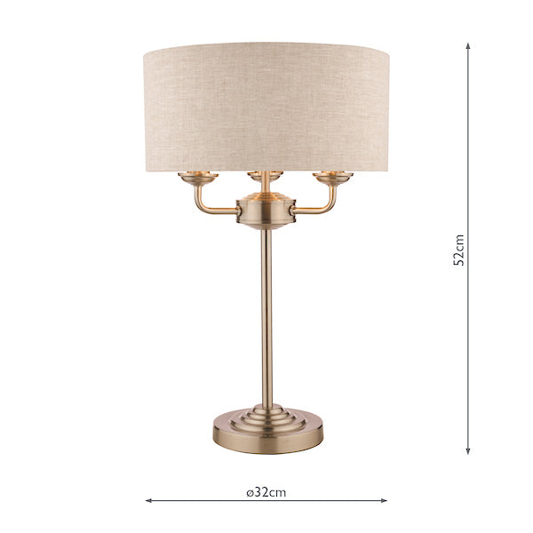 Lampada da Tavolo Laura Ashley Sorrento Nichel Satinato con Paralume Naturale