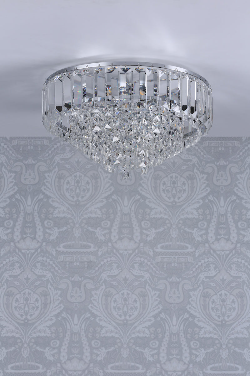 Laura Ashley Vienna 3 Luci Flush Cristallo e Cromo Lucido
