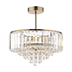 Laura Ashley Vienna 3 Luce Semi Flush Cristallo e Ottone Antico