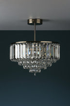 Laura Ashley Vienna 3 Luce Semi Flush Cristallo e Ottone Antico