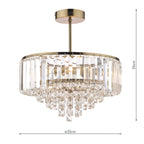 Laura Ashley Vienna 3 Luce Semi Flush Cristallo e Ottone Antico