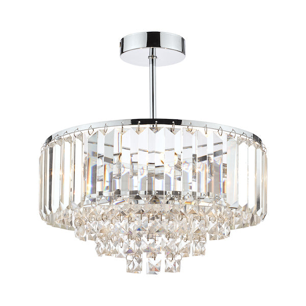 Laura Ashley Vienna 3 Luci Semi Flush Cristallo e Cromo Lucido