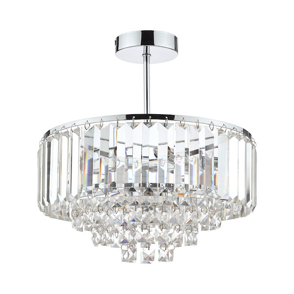 Laura Ashley Vienna 3 Luci Semi Flush Cristallo e Cromo Lucido