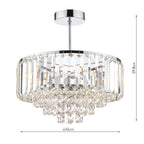 Laura Ashley Vienna 3 Luci Semi Flush Cristallo e Cromo Lucido