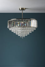 Laura Ashley Vienna 5 Luci Semi Flush Cristallo e Ottone Antico