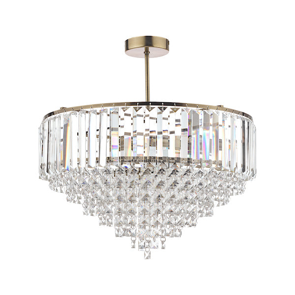 Laura Ashley Vienna 5 Luci Semi Flush Cristallo e Ottone Antico