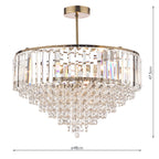 Laura Ashley Vienna 5 Luci Semi Flush Cristallo e Ottone Antico