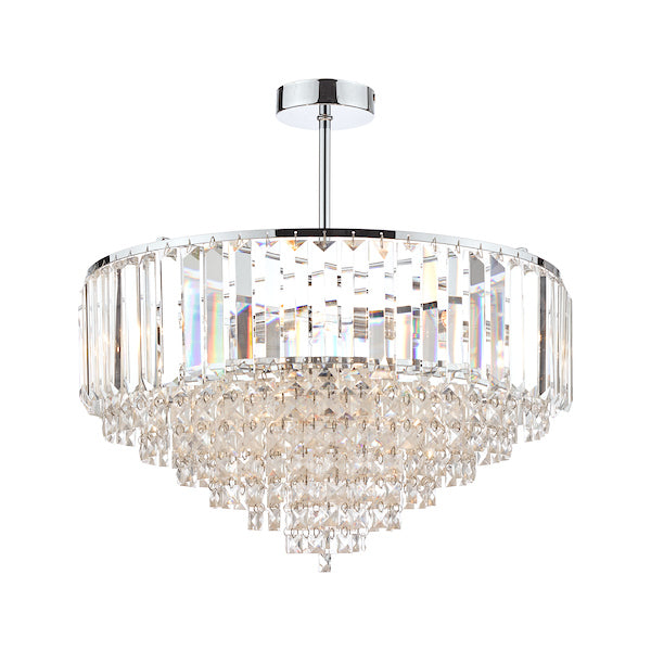 Laura Ashley Vienna 5 Luci Semi Flush Cristallo e Cromo Lucido